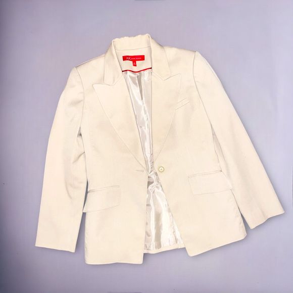 AK Anne Klein Long Single Breasted Jacket and Skirt Suit Beige Sz 6 - Picture 3 of 8